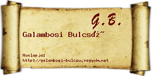 Galambosi Bulcsú névjegykártya